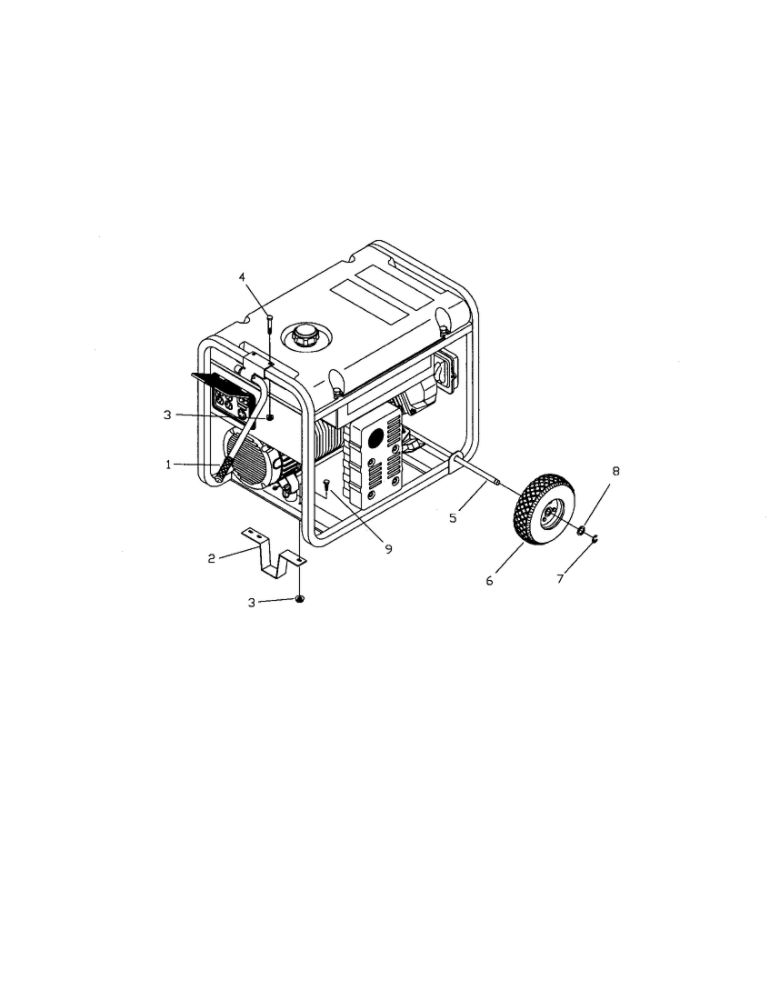 Wheel Kit Diagram and Parts List for 030238  Briggs and Stratton Generator